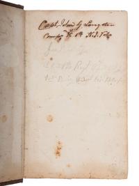 [CIVIL WAR]. A group of 3 items identified to George J. Putney, Company E, 29th Ohio Infantry, comprised of a silver corps badge engraved with battle honors, embellished canteen, and book taken from wreckage at Bristoe Station.