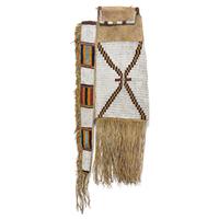 Ute Beaded Buffalo Hide Tobacco Bag, with Pipe Holder