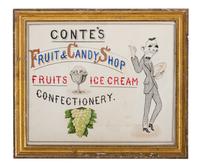 Five Framed Specialty Shop Advertising Hand Colored Prints and Watercolors