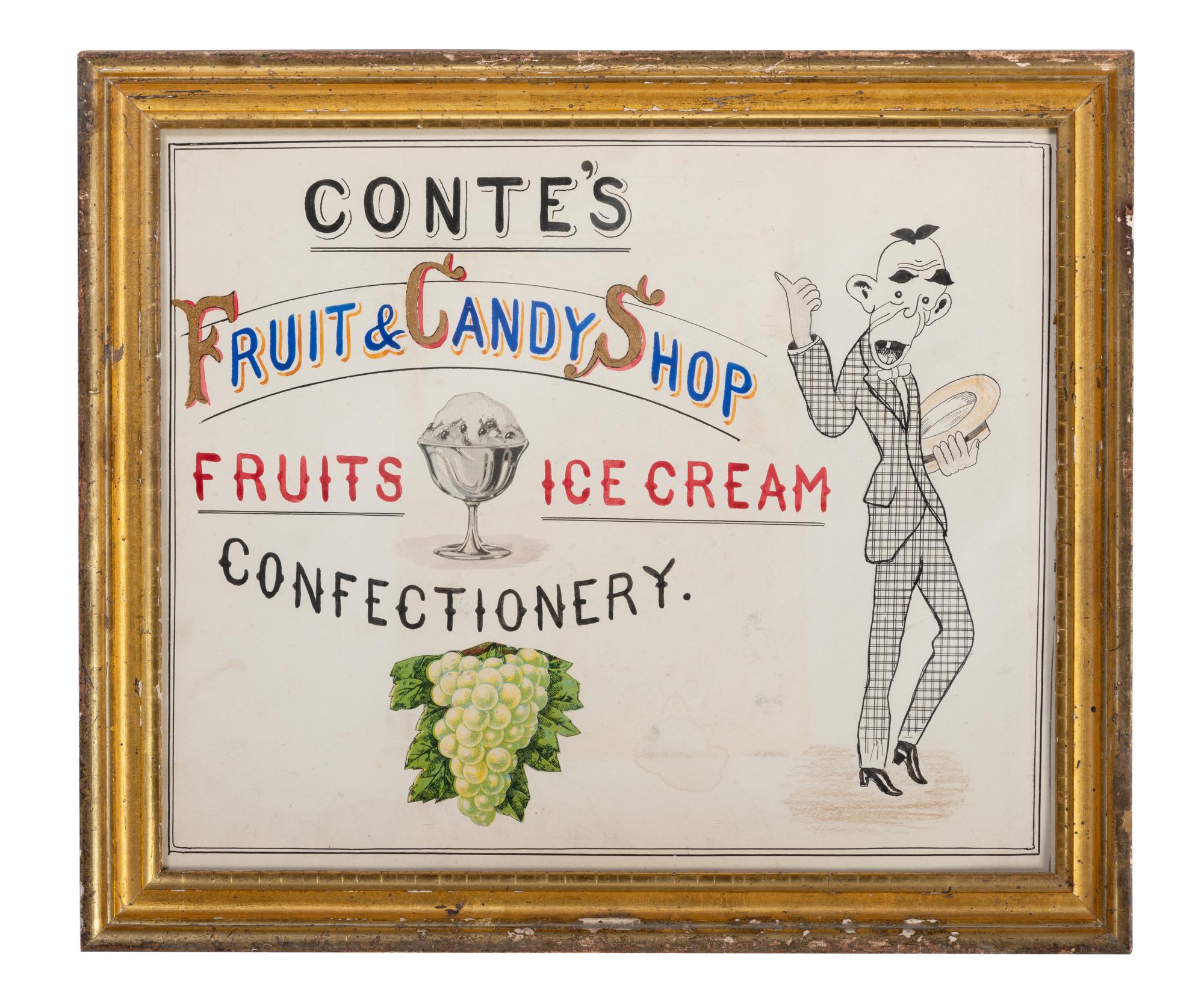 Five Framed Specialty Shop Advertising Hand Colored Prints and Watercolors