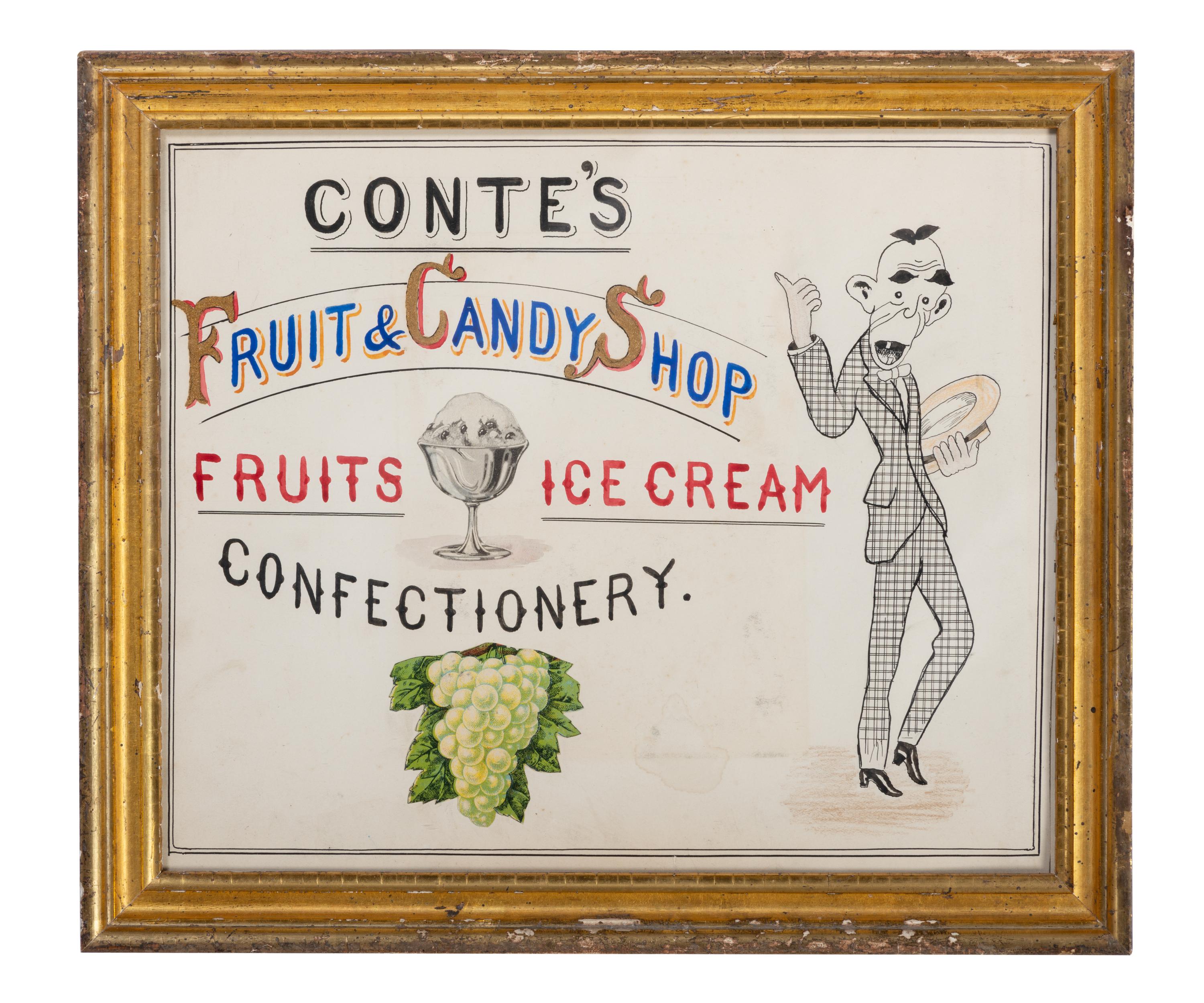 Five Framed Specialty Shop Advertising Hand Colored Prints and Watercolors