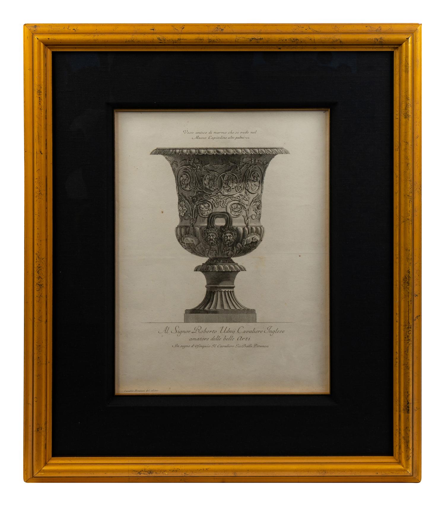 An Italian Engraving of a Marble Vase from the Pallazzo Barberini by Giovanni Batista Piranesi — 19TH CENTURY