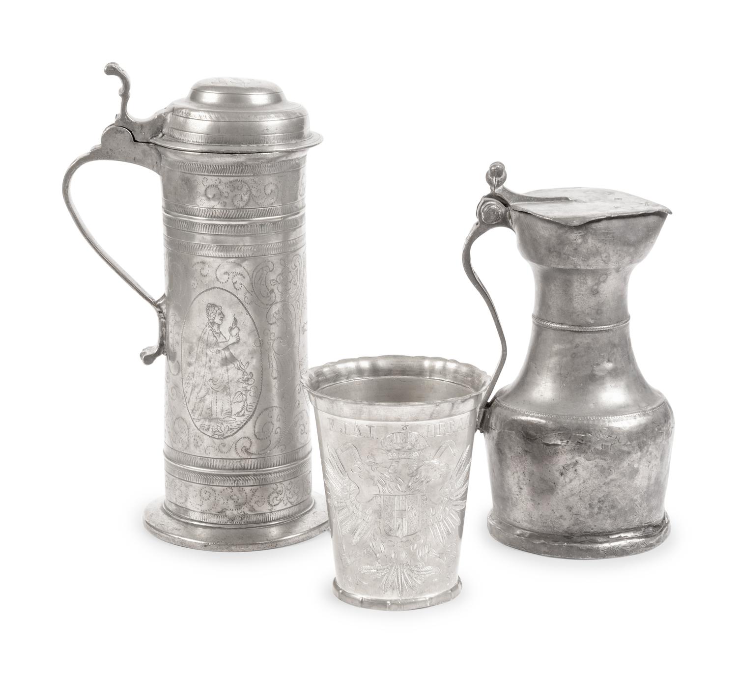 A Collection of Eight Pewter Articles