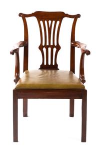 A George III Walnut Open Armchair Height of first 37 3/4 inches.