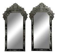 A Pair of Venetian Style Etched Glass Pier Mirrors — 20TH/21ST CENTURY