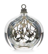 A Steuben Glass, Gilt-Metal and Pearl Mistletoe Sculpture