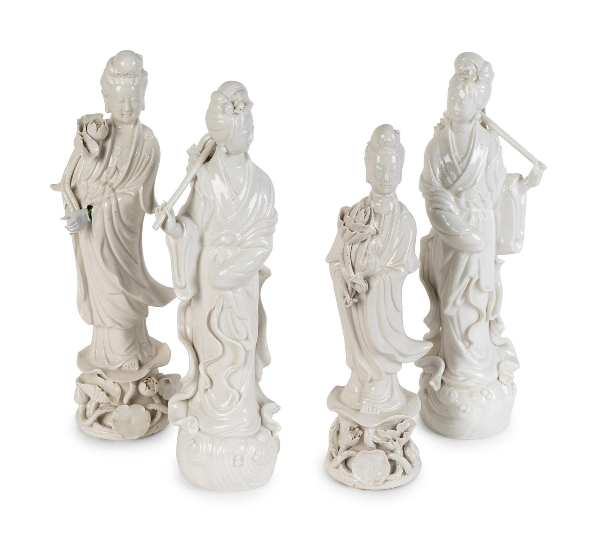 Four Chinese Blanc-de-Chine Porcelain Figures