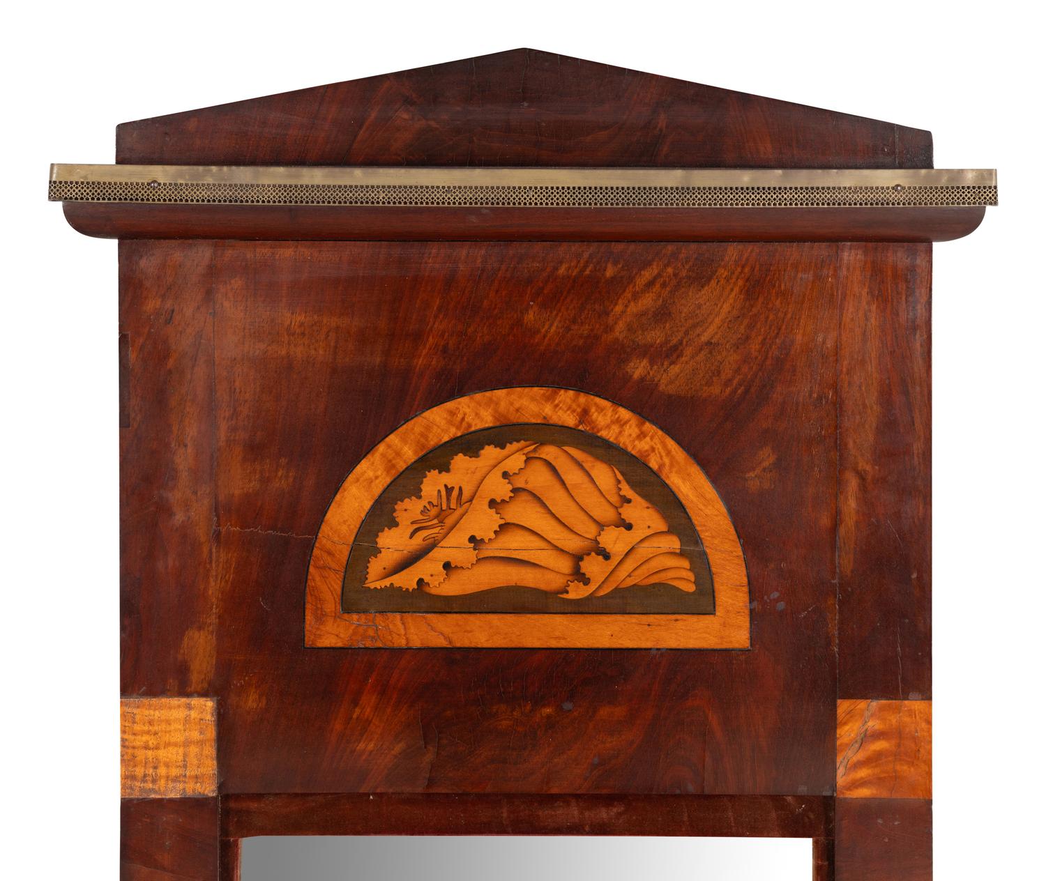 A Neoclassical Mahogany and Marquetry Mirror