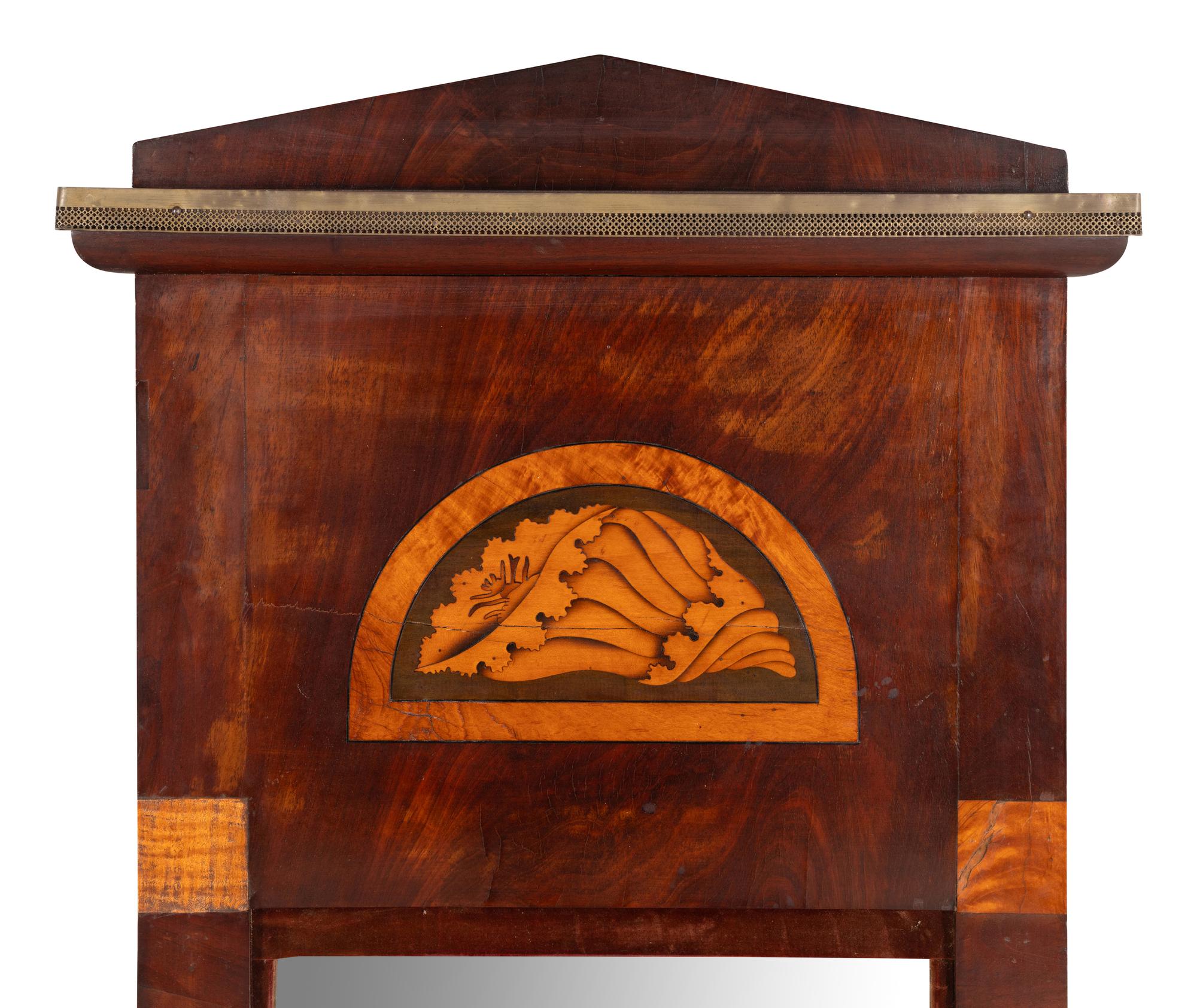 A Neoclassical Mahogany and Marquetry Mirror