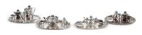 A Group of Native American Silver Tea and Coffee Articles, Elizabeth Whitman, Navajo, comprising a teapot, a coffee pot, two creamers,