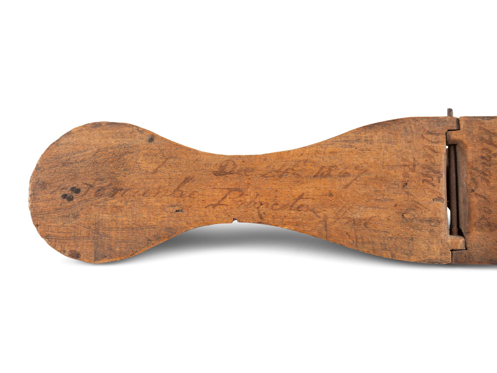 A Wooden Ice-Skate Patent Model with Inscriptions