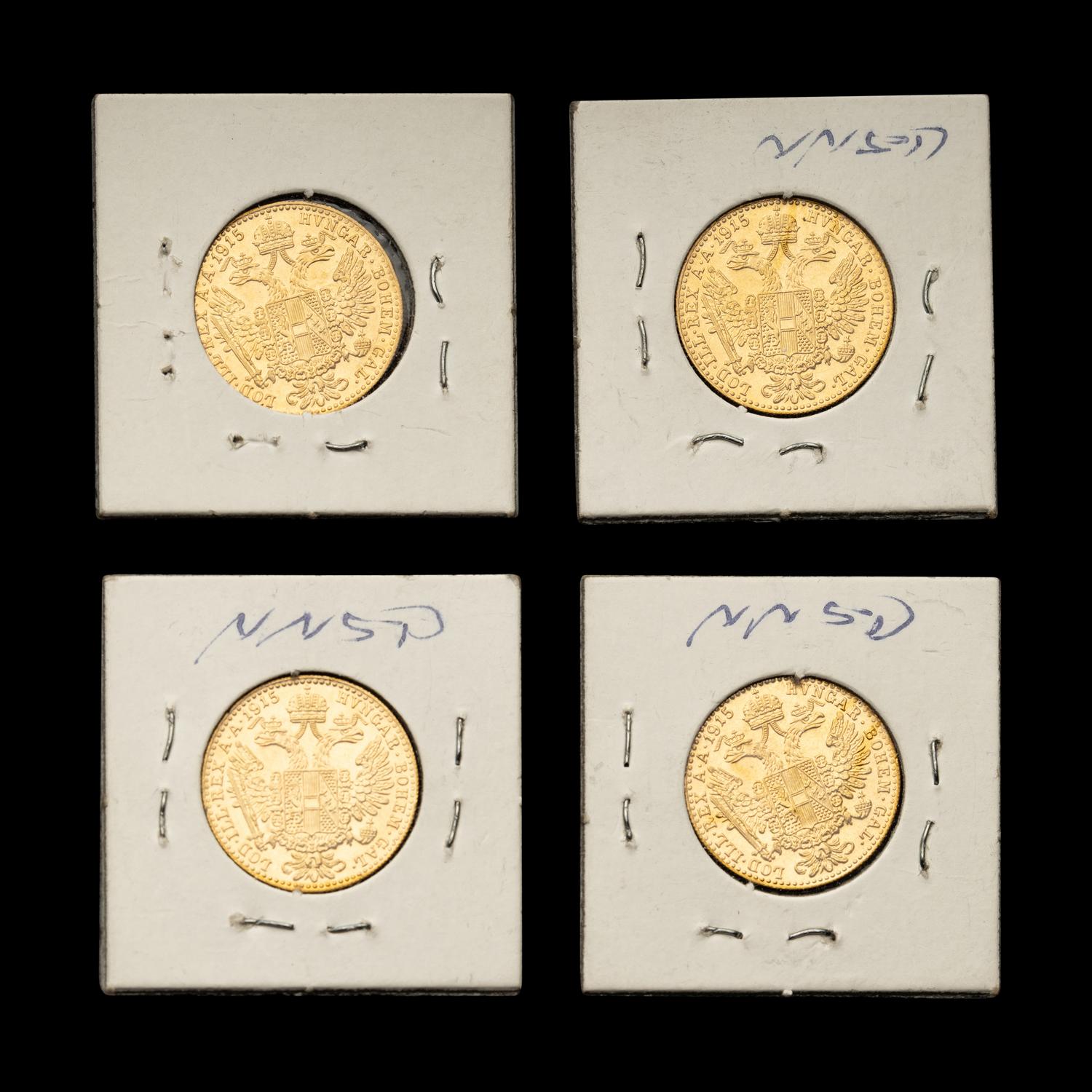 [AUSTRIA] Four 1915-Dated 1 Ducat Restrike Gold Coins