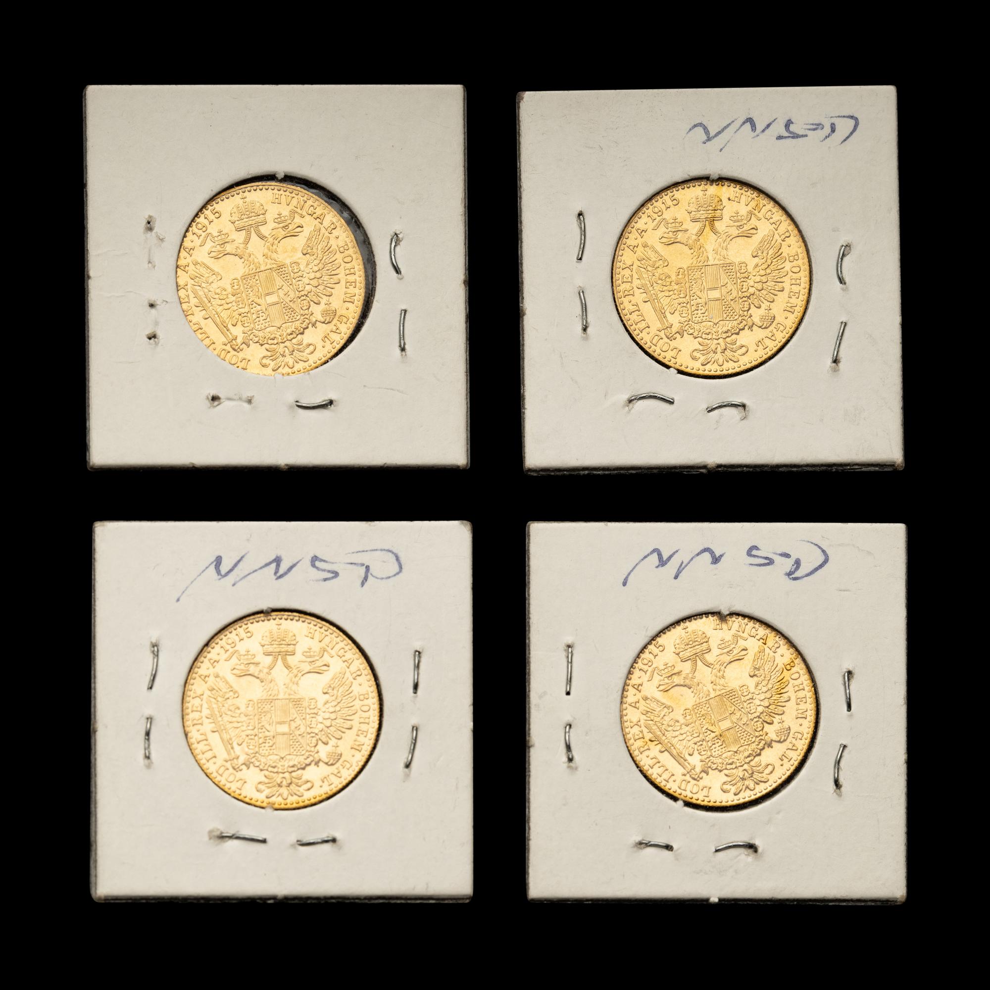 [AUSTRIA] Four 1915-Dated 1 Ducat Restrike Gold Coins