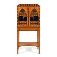 A German or Dutch Bird's Eye Maple and Rosewood Collector's Cabinet on Stand