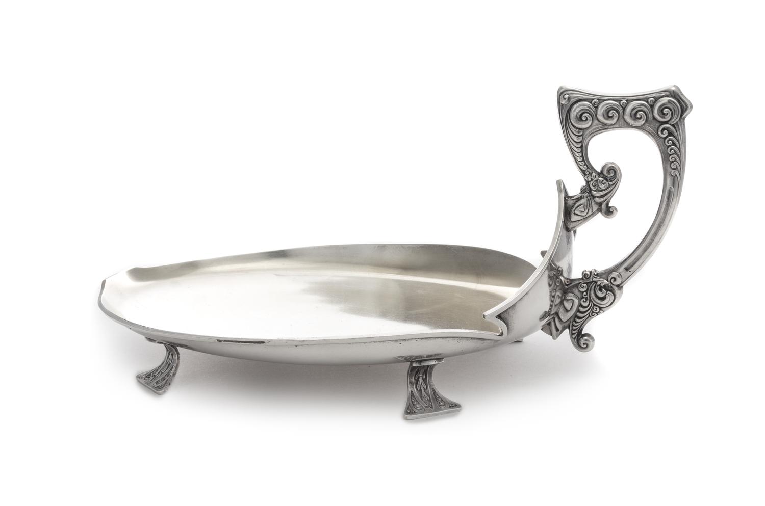 A Russian Silver Serving Dish, Mark of the 2nd Artel, Moscow, Early 20th Century, in the Art Nouveau taste.