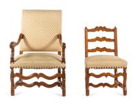 Two Louis XIV French Provincial Olivewood Chairs