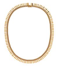 A Bicolor Gold Link Necklace, 15.10 dwts.