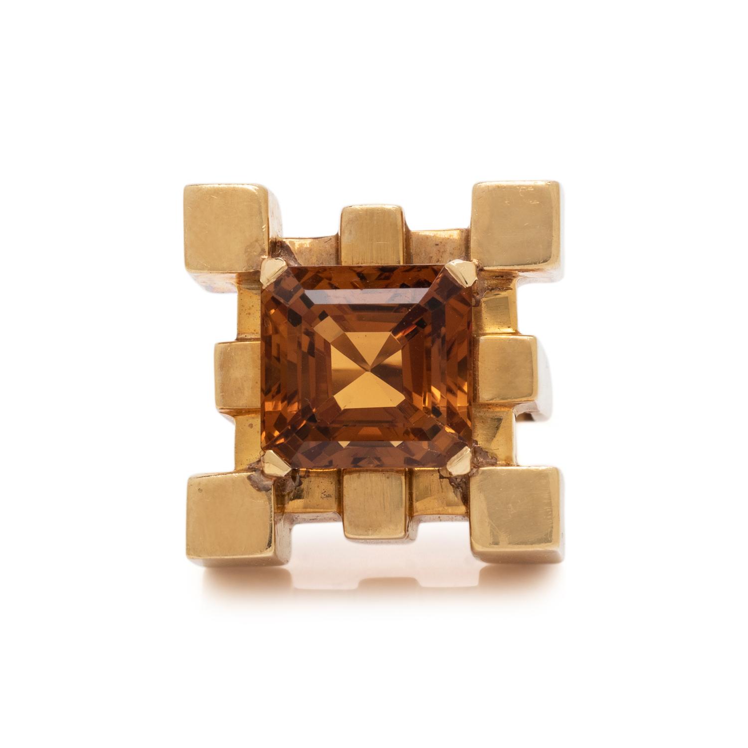 ALDO CIPULLO, CITRINE AND YELLOW GOLD RING