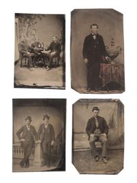 [EARLY PHOTOGRAPHY]. 40+ tintypes of men of varying ages, incl. individual and group portraits.