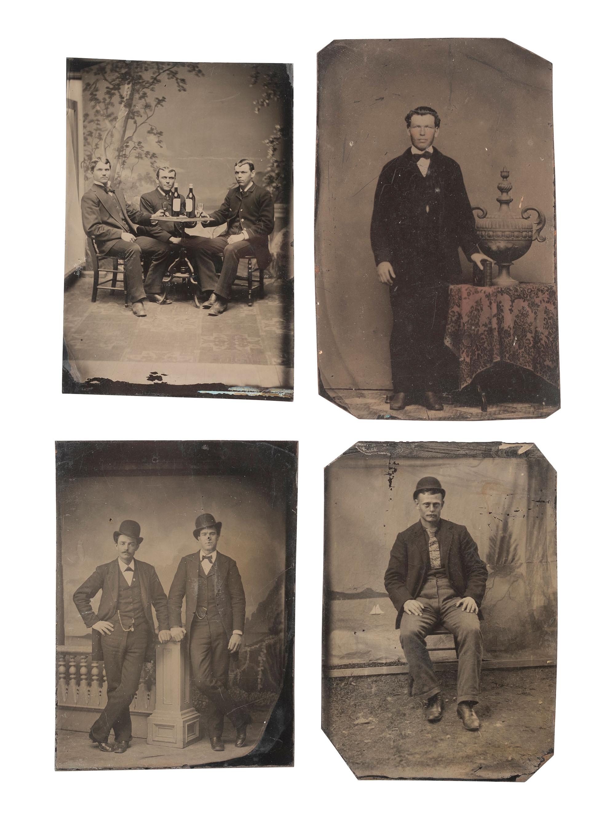 [EARLY PHOTOGRAPHY]. 40+ tintypes of men of varying ages, incl. individual and group portraits.