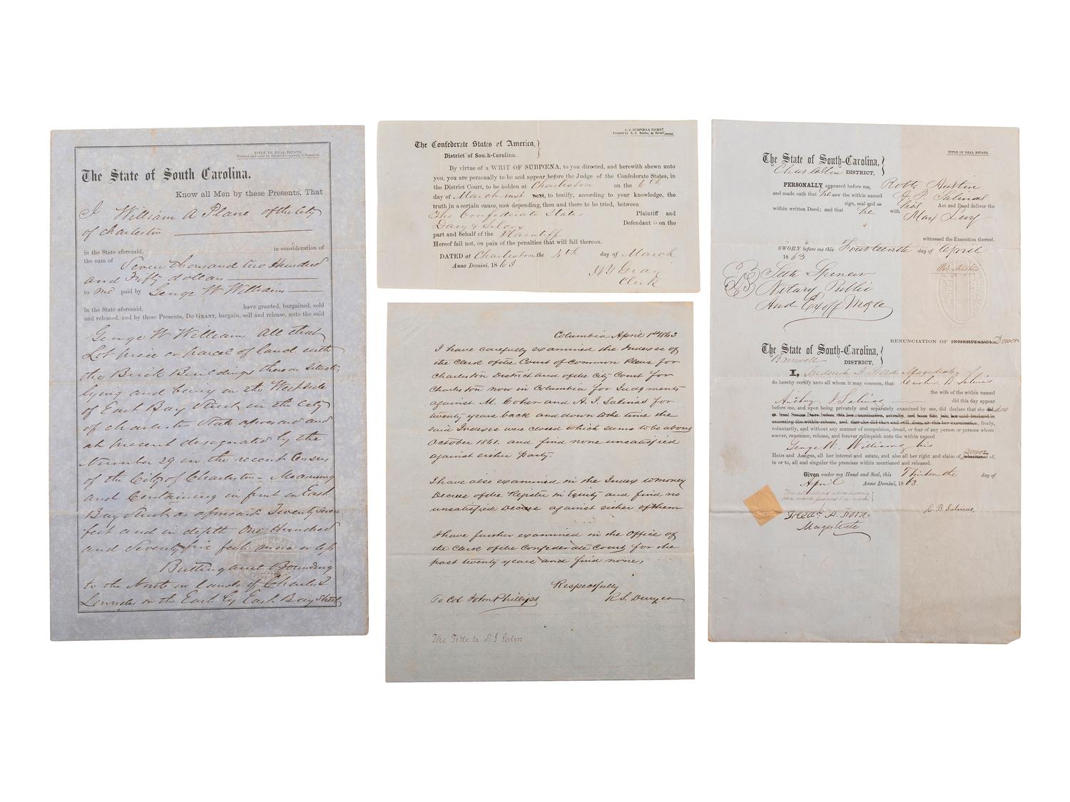 [CIVIL WAR]. Documents related to the surrender and occupation of Charleston, SC.