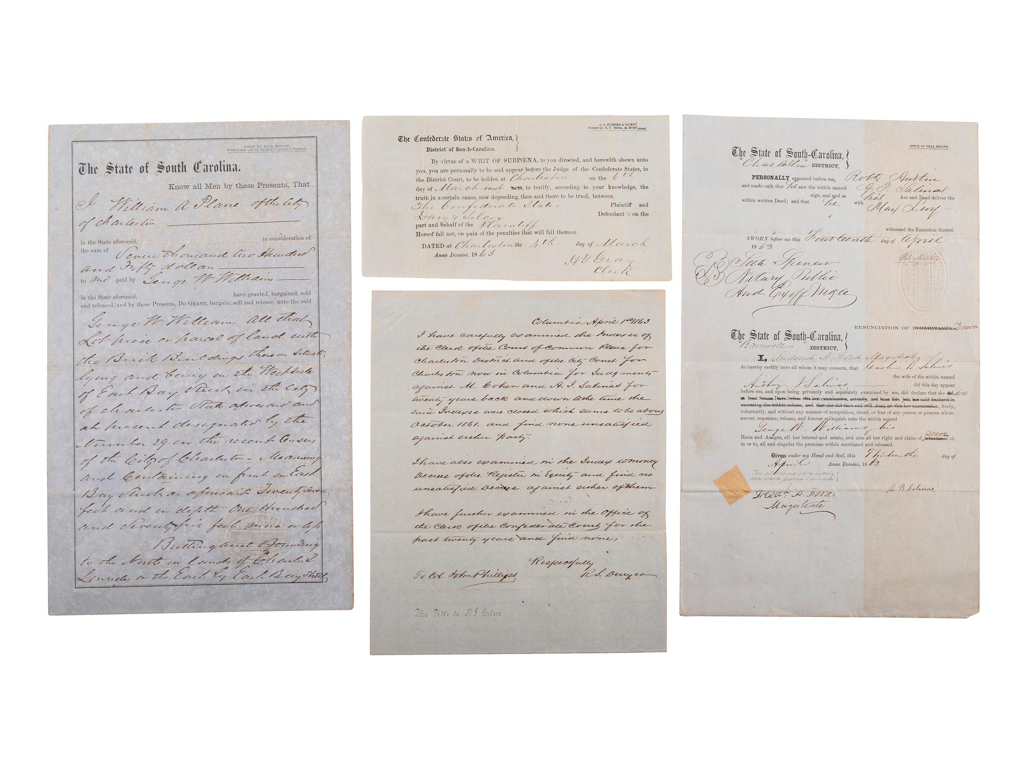 [CIVIL WAR]. Documents related to the surrender and occupation of Charleston, SC.