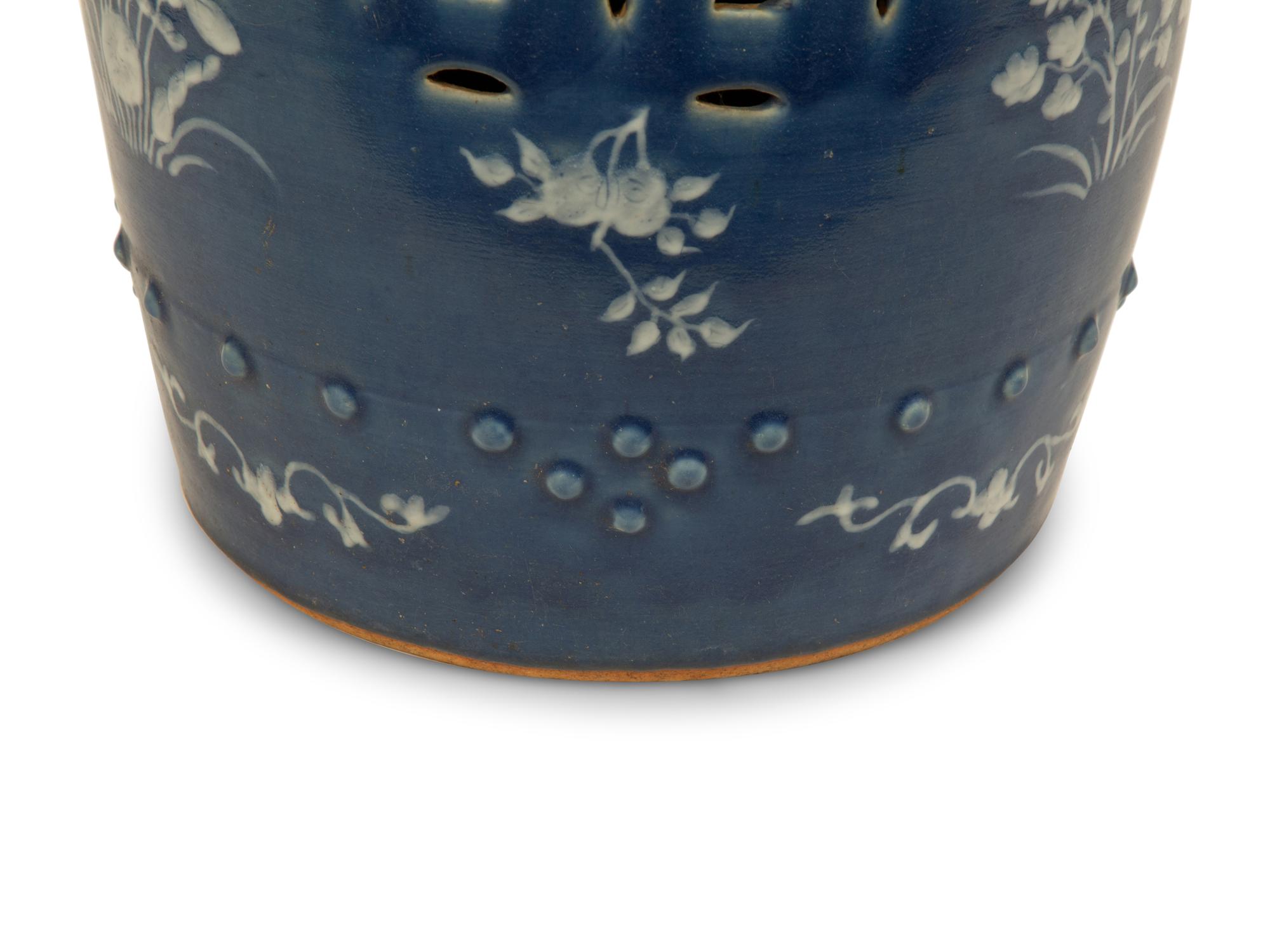 A Chinese Blue Glazed Garden Stool