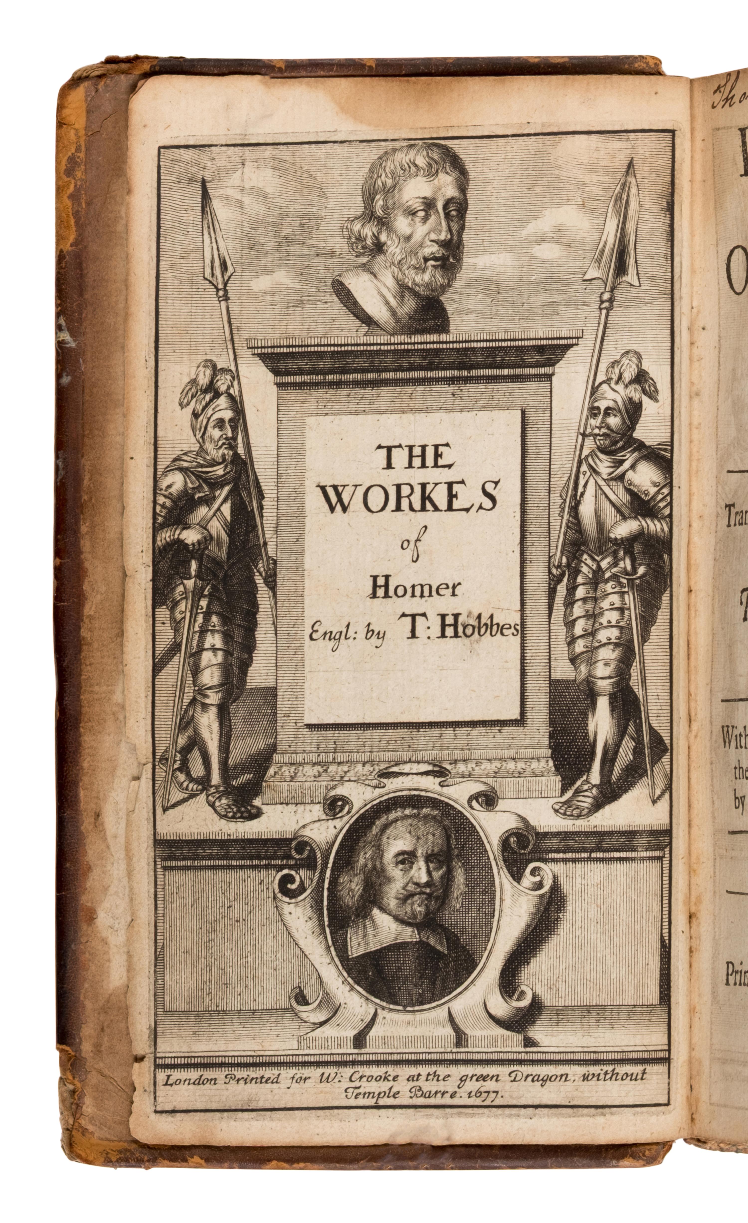 Hobbes, Thomas (1588-1679), translator. The Iliads and Odysses of Homer . London: for William Crook, [1684].