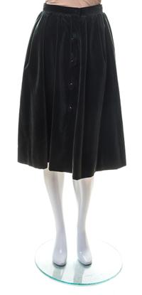 An Yves Saint Laurent Green Velvet Pleated Skirt, Size 36.