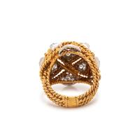 BICOLOR GOLD AND DIAMOND BOMBE RING