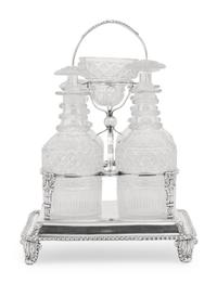A George III Silver-Plate and Cut Glass Decanter Cruet
