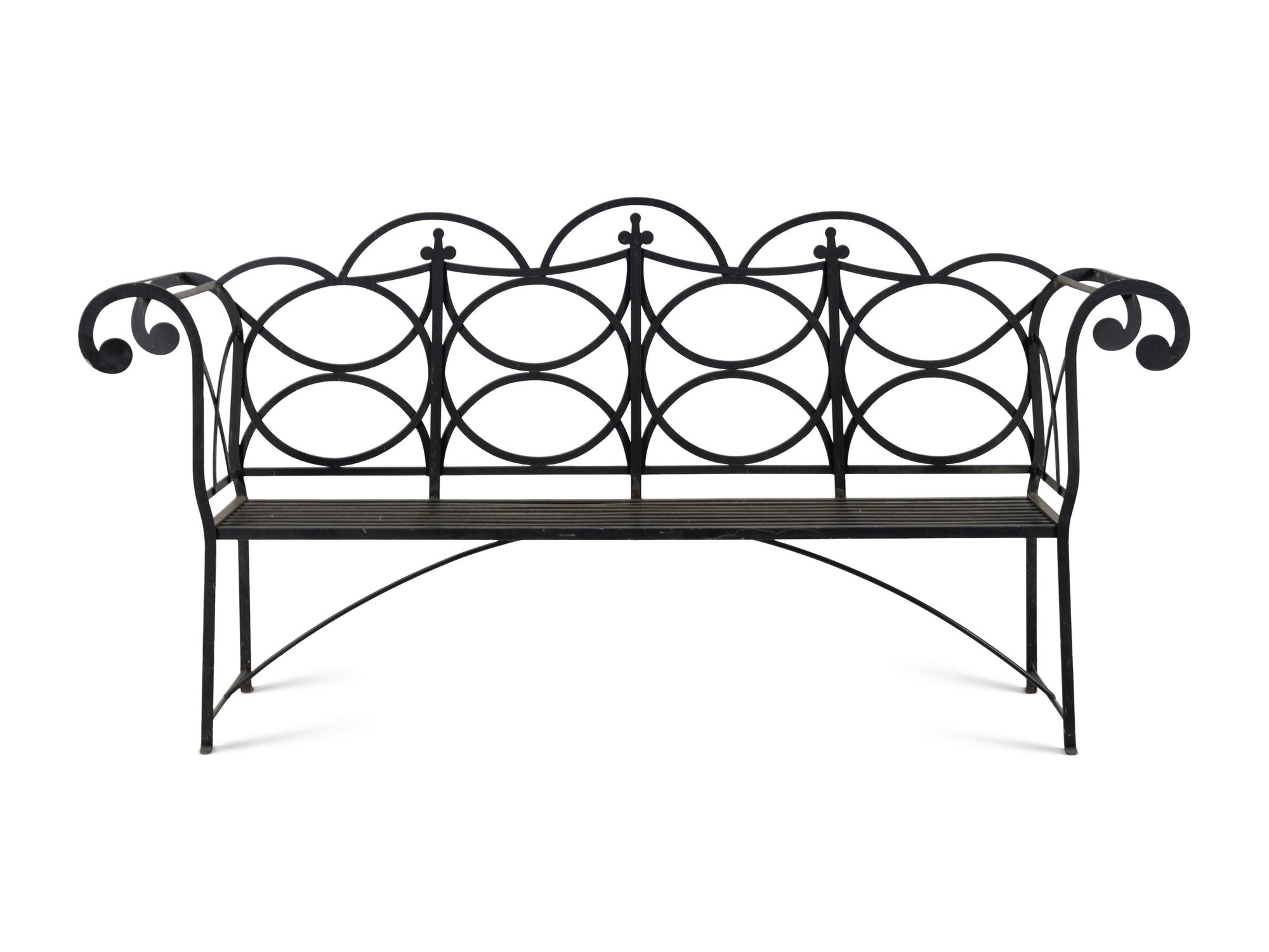 A Painted Steel Garden Bench