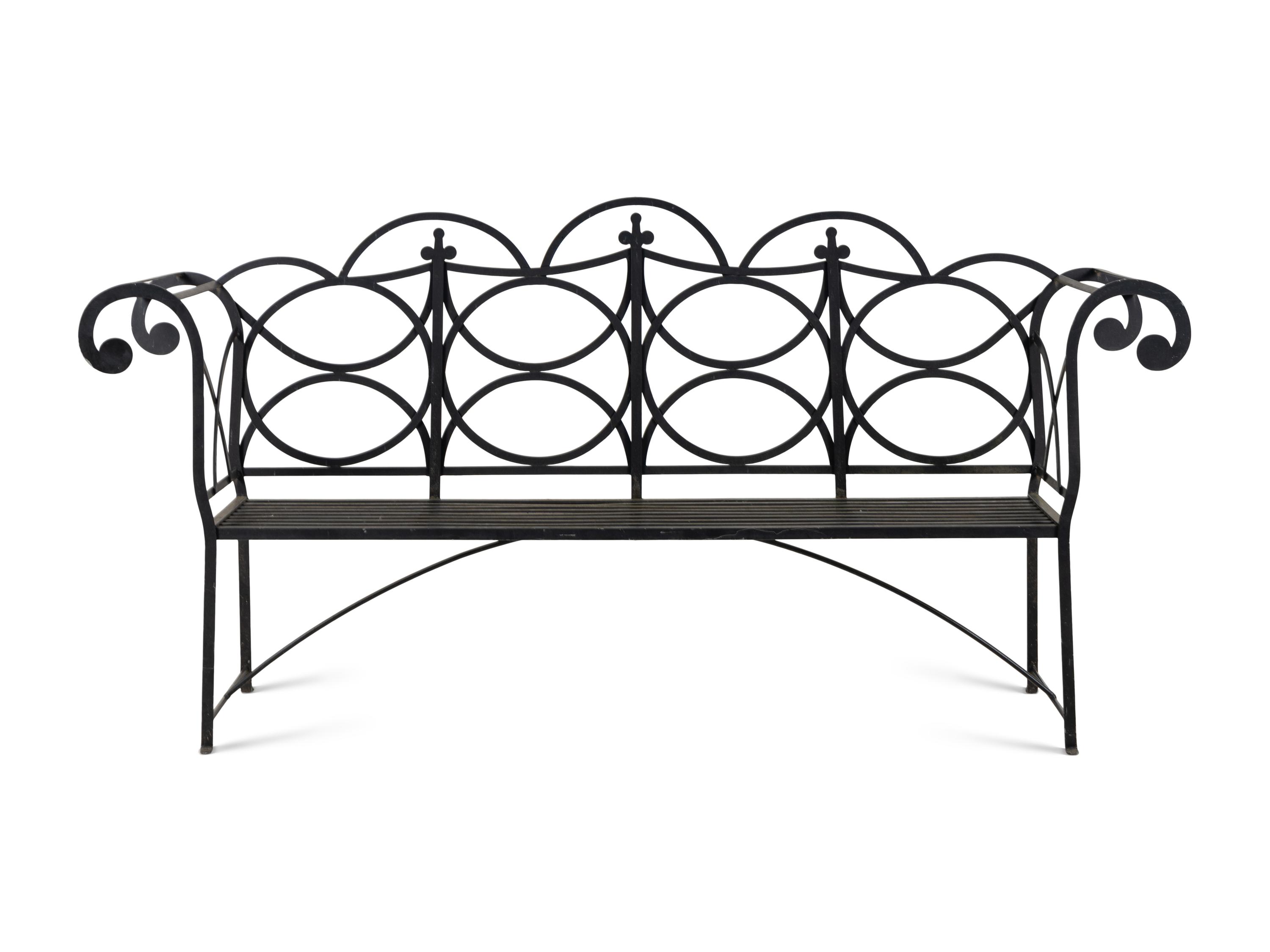 A Painted Steel Garden Bench