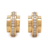 SUSAN BERMAN, YELLOW GOLD AND DIAMOND EARCLIPS