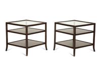 A Pair of Contemporary Glass Top Side Tables