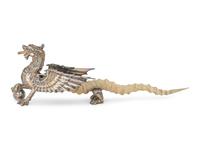 A Victorian Silver-Plate and Horn Dragon Lighter
