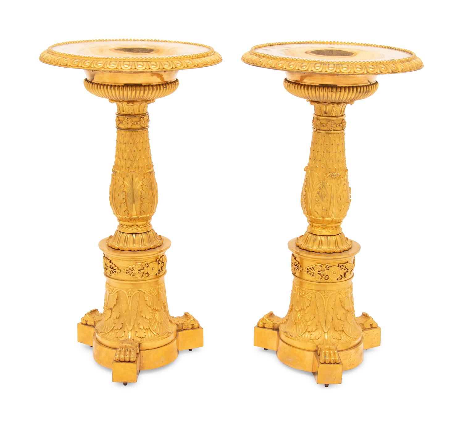 A Pair of Late Empire Gilt Bronze Tazze