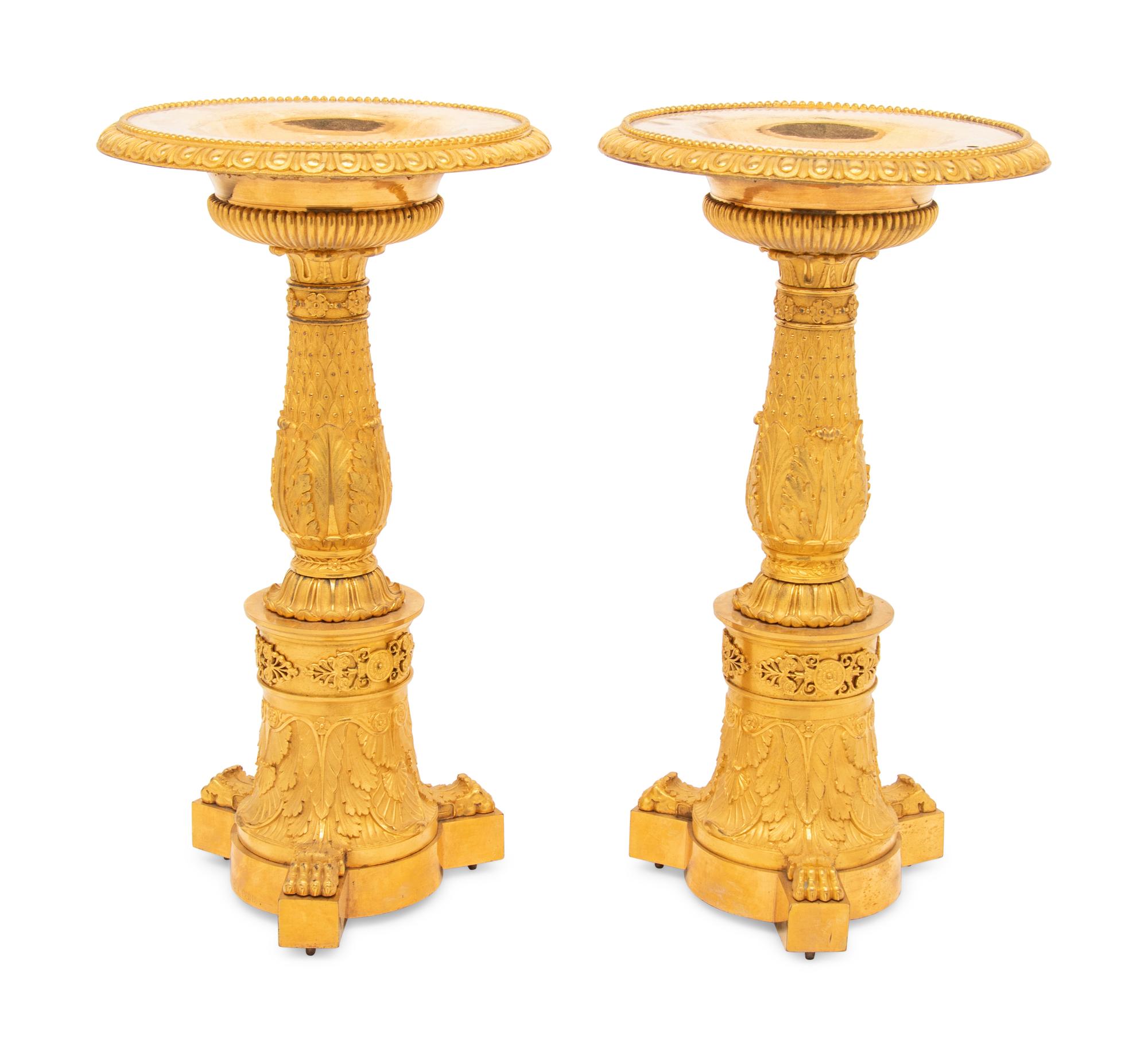 A Pair of Late Empire Gilt Bronze Tazze