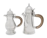 An English Britannia Silver Silver Chocolate Pot and Milk Jug