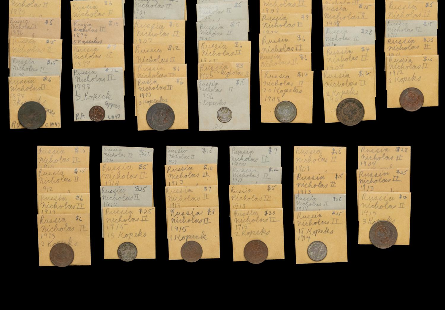 [RUSSIA] A Large Collection of Nicholas II Silver and Copper Coins