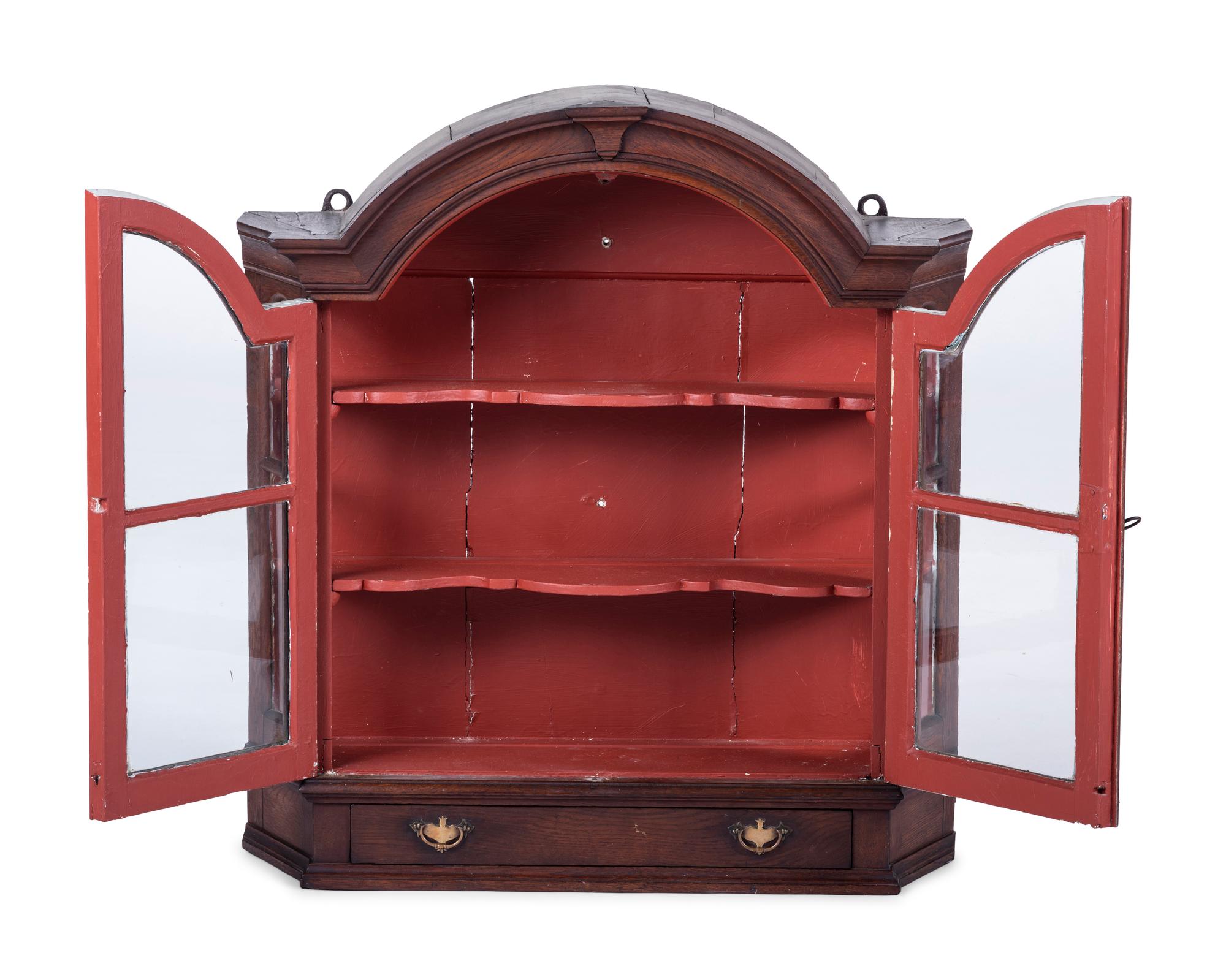 A Queen Anne Molded Oak Table Top Display Cabinet