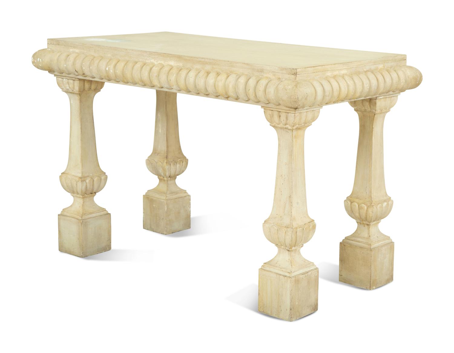 A Pair of Gustavian Style White-Painted Console Tables