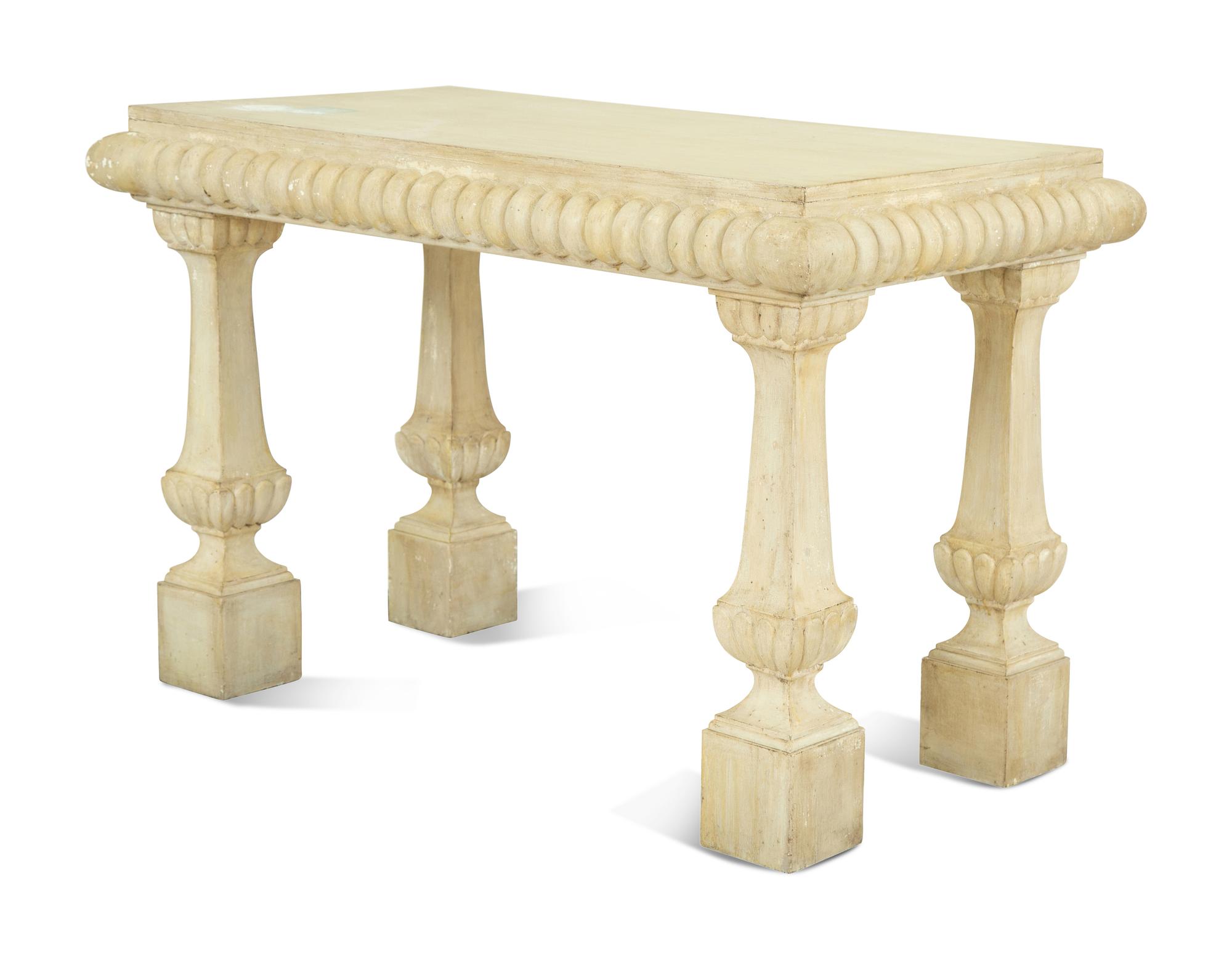A Pair of Gustavian Style White-Painted Console Tables