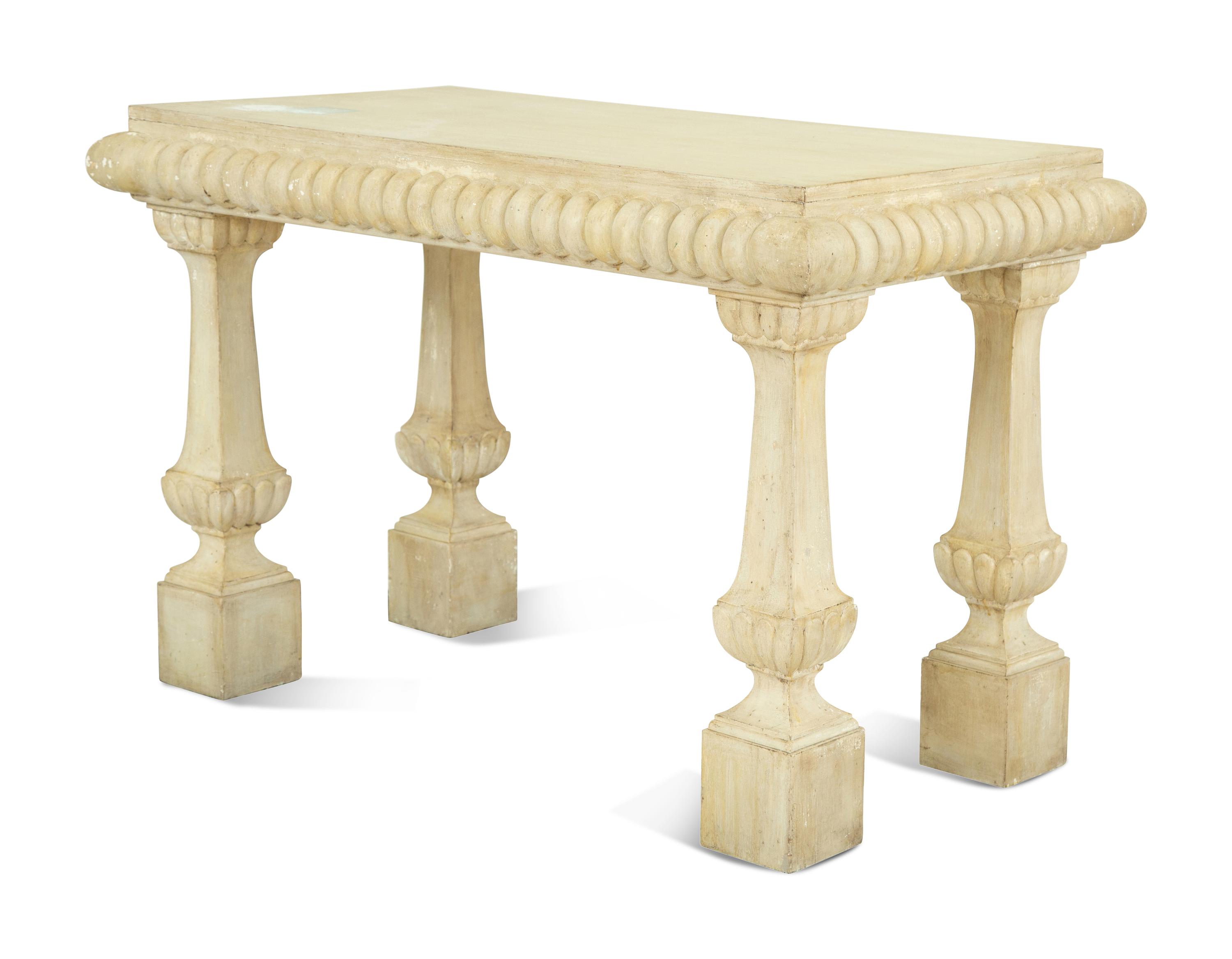 A Pair of Gustavian Style White-Painted Console Tables