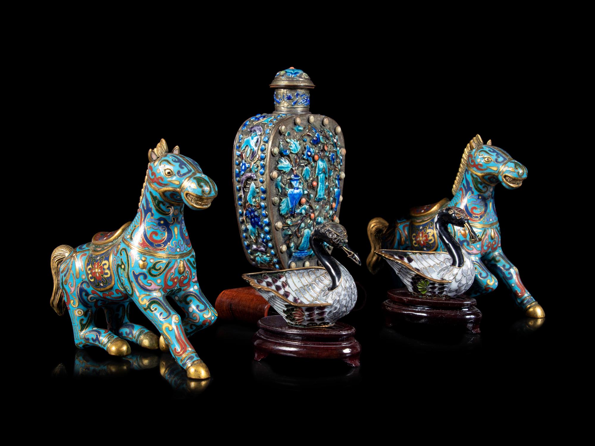 Four Chinese Enamel on Metal Articles