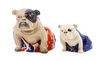 Two Royal Doulton Bulldogs Height of taller 6 inches.