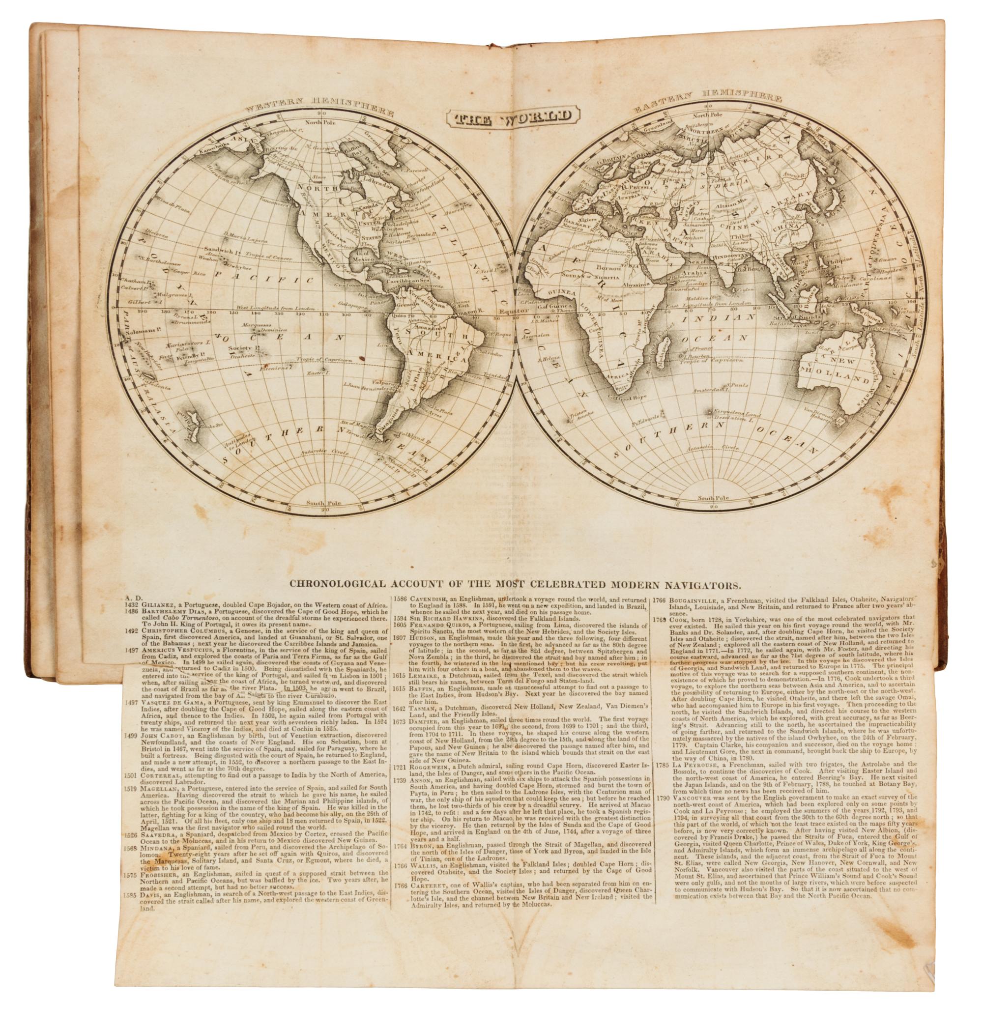 BLAKE, John Lauris (1788-1857). A Geographical, Chronological and Historical Atlas. New York: Cooke and Co., 1820.