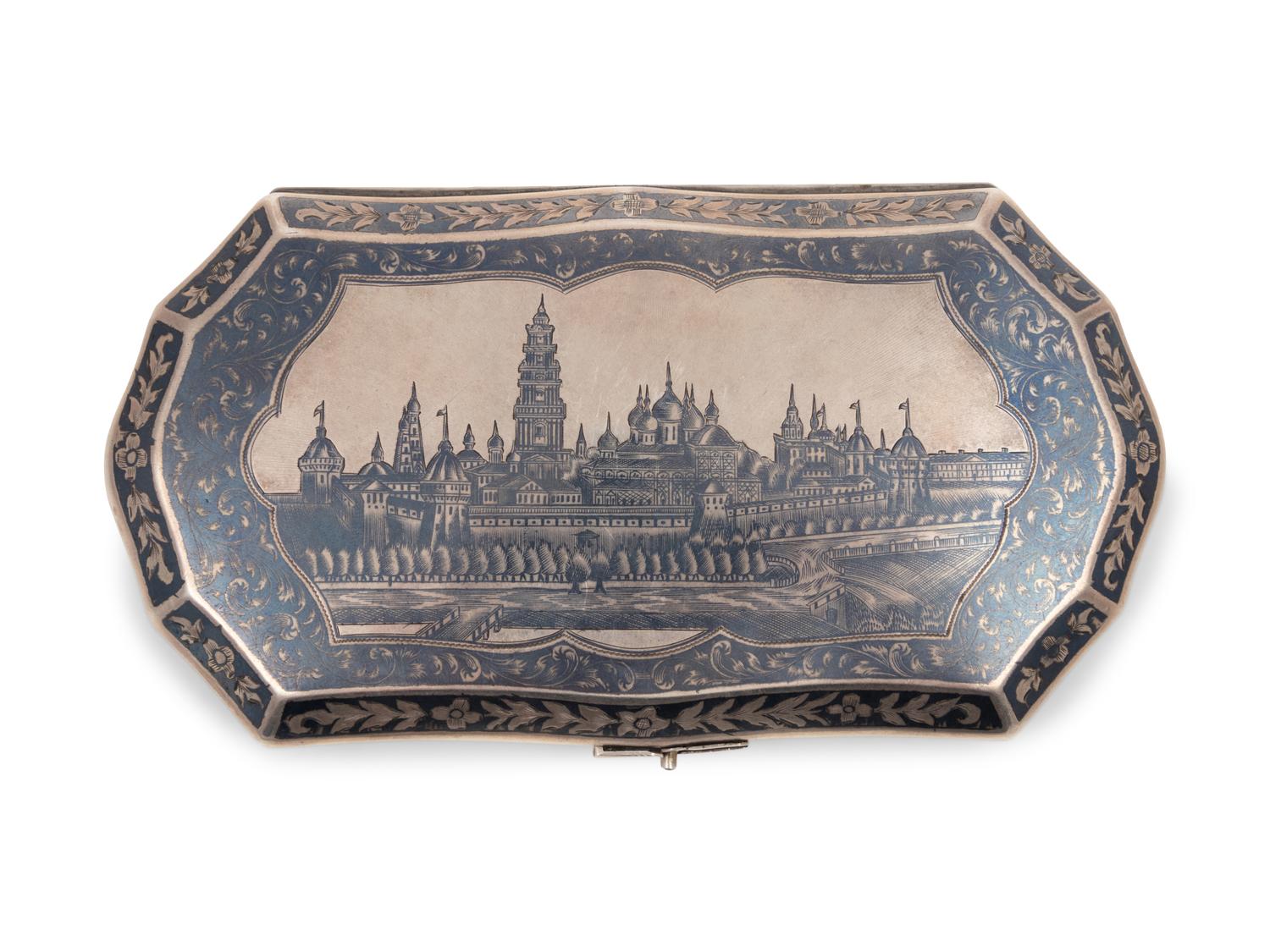 A Russian Niello Silver Cigarette Case