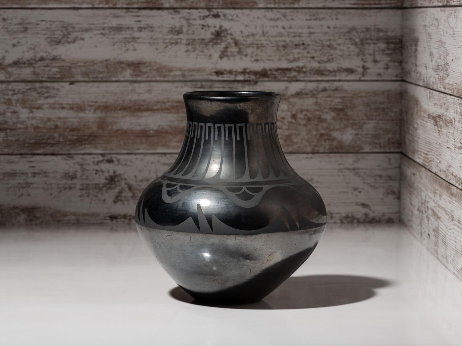 Blackware Pottery Jar, with Gunmetal Finish, July 1968