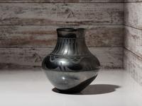 Blackware Pottery Jar, with Gunmetal Finish, July 1968
